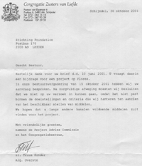 De afwijzingsbrief van de Zusters van Liefde te Schijndel