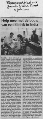 Kranten artikel  in Weekblad Ijmuiden